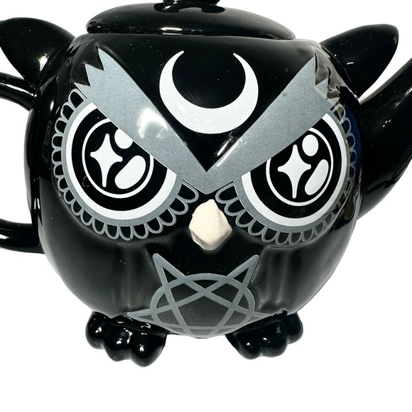 Killstar Teapot 50 oz Owl Ceramic Black - Picture 2 of 9